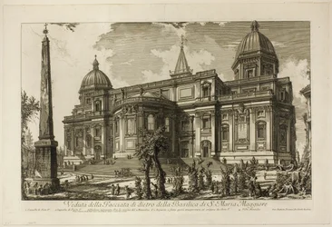 Utsikt över den bakre ingången till basilikan S. Maria Maggiore, från utsikt över Rom