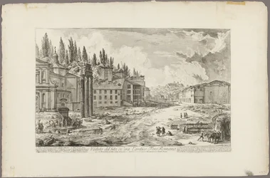 Utsikt över platsen för det antika Forum Romanum, från utsikt över Rom