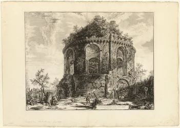 Utsikt över den så kallade Tempio della Tosse (Hostens tempel) på Via Tiburtina en mil från Tivoli, från utsikten över Rom