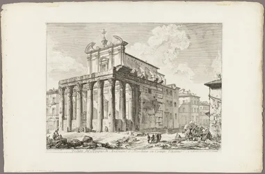 Utsikt över Antoninus och Faustinas tempel i Forum Romanum, från utsikt över Rom