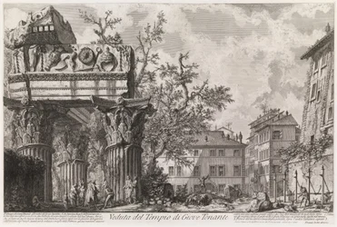 Vy över Vespasianus och Titus tempel, kallat Jupiter Tonans tempel, ur serien Vedute di Roma
