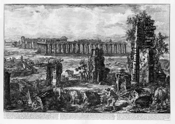 Utsikt över templen i Paestum (litho)