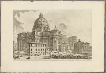 Vy över Peterskyrkans exteriör i Vatikanen, från Views of Rome