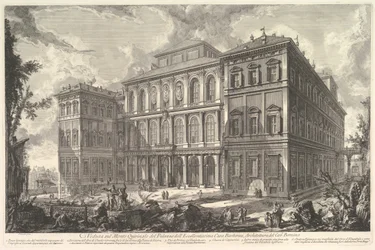 Utsikt över den berömda Barberini-familjens palats på Quirinal Hill, desi..., ca. 1750-1759.