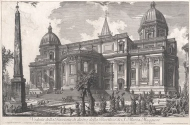 Vy över den bakre ingången till basilikan S. Maria Maggiore, ca 1760-1778 (etsning)