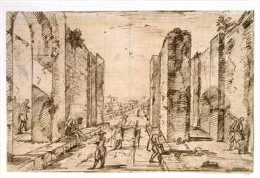 Utsikt genom Herculaneumporten, Pompeji