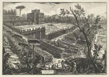Villa Doria Pamphili te Rom Villa Panfili utanför Porta S. Pancrazio (titel på objekt) Gezichten op Rome (serietitel) Utsikt över Rom designad och graverad av Giambattista Piranesi-arkitekten Ve (nez) iano (serietitel)