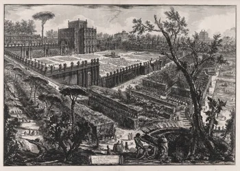 Villa Panfili utanför Porta San Pancrazio (Villa Pamphilj utanför Porta San Pancrazio), från Vedute di Roma (Utsikt över Rom)