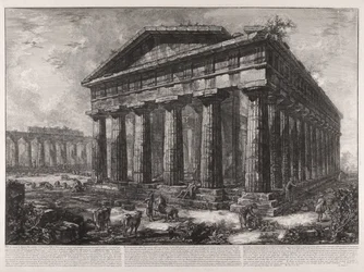 Vy över Neptunus tempel, den antika staden Pestos skyddsgud, trots att inget tecken syns som kan ange om detta tempel tillhörde denna gudom eller någon annan ...