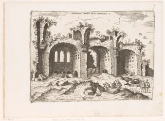 Gezicht op de Basilica van Maxentius i Rom Utsikt över ruinerna av Fredens tempel (titel på objektet) Romerska ruiner (serietitel) Några viktiga monument från den romerska antiken (...) (serietitel)