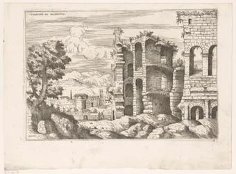Utsikt över Colosseum och omgivningen i Rom Colosseum ro prospekt (titel på objekt) Romerska ruiner (serietitel) Några viktiga monument från den romerska antiken (...) (serietitel)