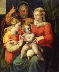 Den heliga familjen med S:ta Katarina (olja på pannå)