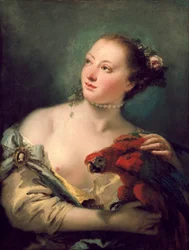 En ung kvinna med en ara, sent 1760