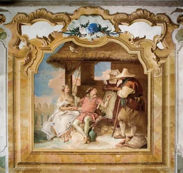 Angelica och Medoro tar avsked av bönderna, från Orlando Furiosos rum i Palazzina, 1757