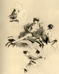 Amor och tre kvinnor, mitten av 1700-talet, 1928