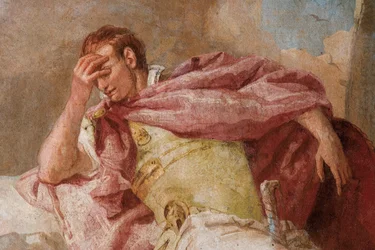 Detalj av Aeneid, från Merkurius som uppmanar Aeneas att lämna Kartago, från Aeneidens rum i Palazzina, 1757