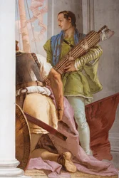 Detalj av den grekiska flottan i Aulis, från entréhallen i Palazzina, 1757 (freso)