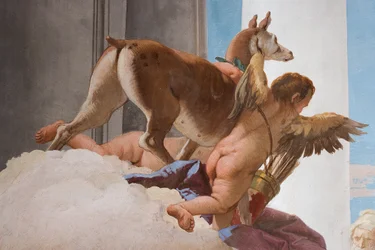 Detalj av offerhinden från The Sacrifice of Iphigenia, från entréhallen i Palazzina, 1757