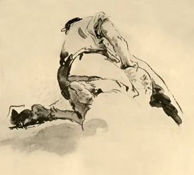 Knästående figur sedd bakifrån, mitten av 1700-talet, 1928