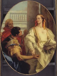 Latinus erbjuder sin dotter Lavinia till Aeneas i äktenskap