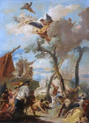 Hebréerna samlar in manna i vildmarken (skiss)
