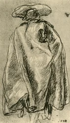 Man i en stor mantel sedd bakifrån, 1752, 1928