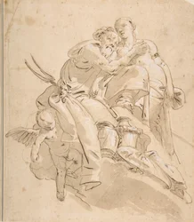 Marin gudom med åtföljande kvinnlig figur, ca. 1716-1770.