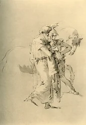 Gammal man och ung soldat, mitten av 1700-talet, 1928