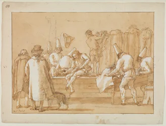 Punchinello som skräddarassistent, ca 1800