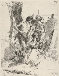 Upptäckten av Punchinellos grav, från Scherzi, ca. 1743-50.