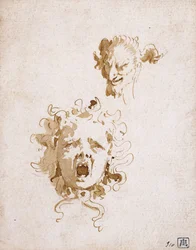 Huvudet av Medusa och huvudet av en Satyr,
