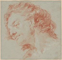 Chefen för en ung man i profil till vänster (recto); Studier av allegoriska figurer (verso)