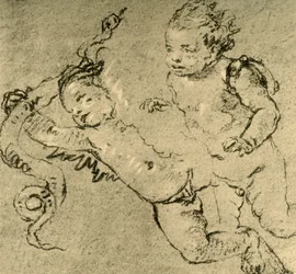 Två amoriner, c1752, 1928