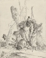 Två astrologer och en pojke, från Scherzi, ca. 1743-50.