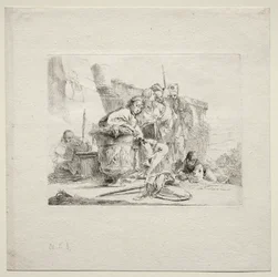 Olika caprices: Den unge mannen sittande, lutad mot en urna, 1785.