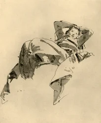 Kvinna som vilar, mitten av 1700-talet, 1928