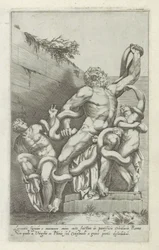 Laocoöngrupp Lacoons skylt av marmor med underbar konst (...) (titel på objekt) Antika skulpturer i Rom (serietitel) Ikoner av de antika statyerna av staden Rom som ses på offentliga platser (serietitel)