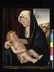 Madonna And Child (tempera och olja på trä)
