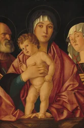 Madonna och barn med heliga, ca. 14901500.