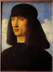 Man porträtt. Målning av Giovanni Bellini dit il Giambellino (1430-1516)