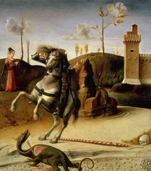 Sankt Göran och draken, detalj av predellapanelen 85578