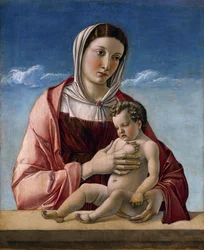 Virgin and Child "(Madonna Frizzoni) Målning av Giovanni Bellini dit il Giambellino