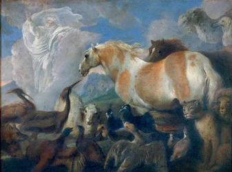 Skapelsen (1 Mosebok). Målning av Giovanni Benedetto Castiglione (1610-1665), olja på duk, mitten av 1600-talet. Italiensk konst (Genua)