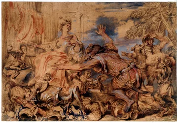 Homeros Odysséen: häxan Kirke och Odysseus (Ulysses) följeslagare förvandlade till svin