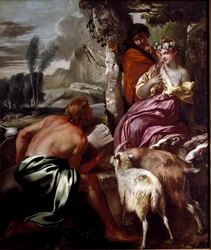 Jacob möter Rachel vid brunnen Målning av Giovanni Benedetto Castiglione dit il Grechetto (1610-1665) 1600-talsgener, privat samling