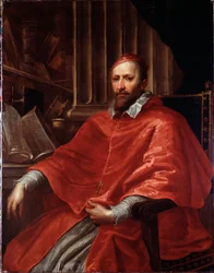 Porträtt av den italienske kardinal Ottaviano Raggi (olja på duk).