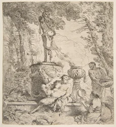 Bacchanal inför ett altare för gudarna, ca. 1645.