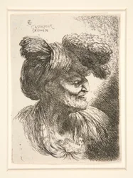 Figur mot höger, från serien Small Studies of Heads