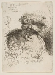 Huvud av en gammal skäggig man med turban, från serien Small Heads in Orie..., ca. 1645-1650.