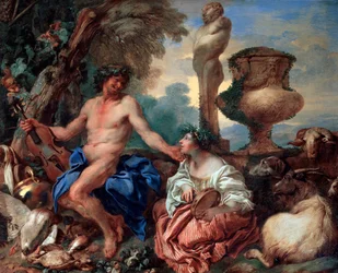 Pastoral scen. Faun och herdinna, 1650-talet.